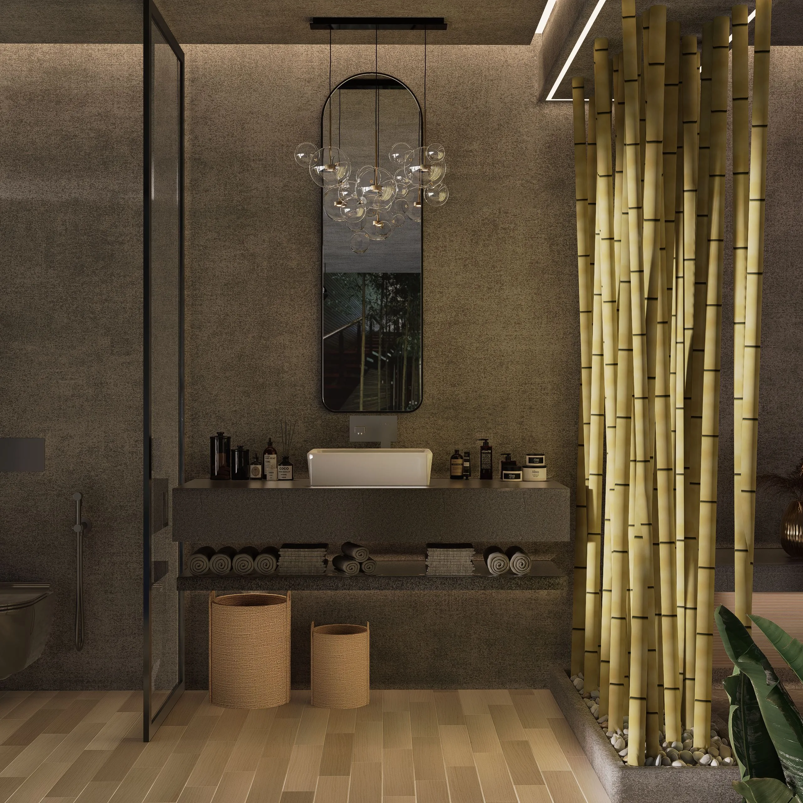 Salle de bain noire